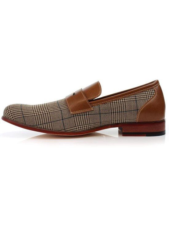 Men\'s Plaid Brown Synthetic Classic Penny Loafers & Slip-On Dress Shoes main image 4